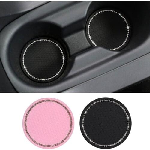 For Car Water Cup Bottle Holder Anti-slip Mat Pad Silica Gel Non-slip Insert Coaster Bling Rhinestone Car Interior Accessories