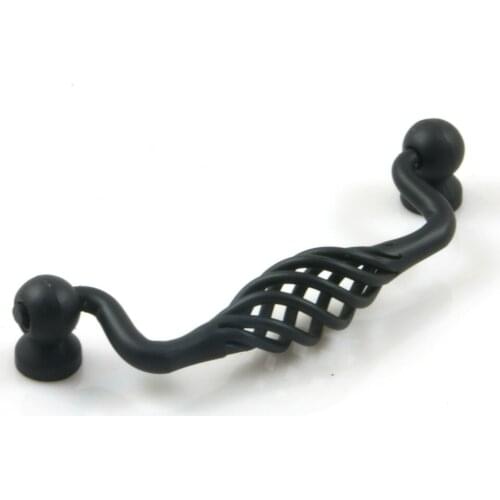 Free shipping Classic black drawer door handle Iron kitchen pulls Antique birdcage bookcase knobs TV cabinet funiture knobs 96mm