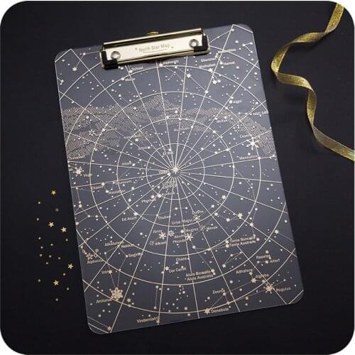 Big Starry Sky Clipboard Transparent A4 Paper Writing Pad File Folders Document Holders School Office Stationery Clip Board