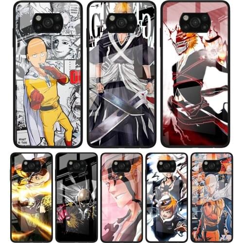 Anime Bleach One Punch Man for Xiaomi Poco X3 NFC F3 M2 F3 F2 X2 X3 Pro Redmi Note 8 9 10 Pro 8T 9T 9S Tempered Glass Phone Case