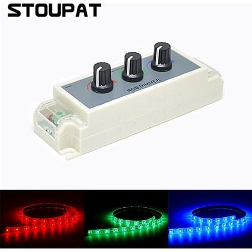 DC12V 24V Stepless Knob LED Dimmer Adjustable Smart Lamp LED Strip Light RGB Controller Switch for 3528 5050 Tape Lights 18A
