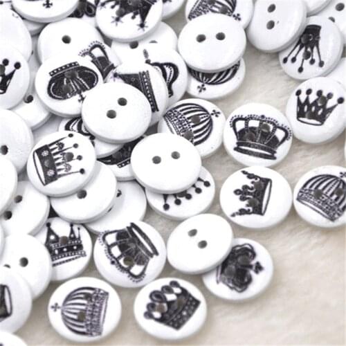 New 50pcs Imperial crown Pattern Wooden Buttons Fit Sewing and Scrapbook WB329