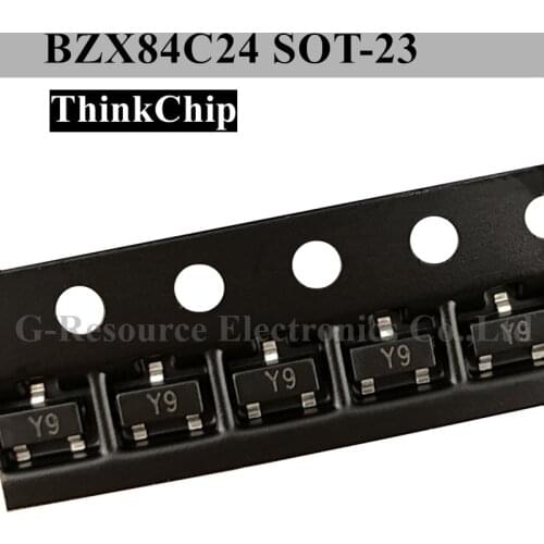 100pcs) BZX84C24 SOT-23 BZX84 24V SOT23 SMD Voltage stabilized diode (Marking Y9)