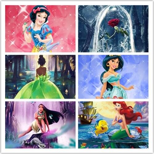 Disney 5D DIY Diamond Painting Princess Poster Full Circle Diamond Embroidery Painting Exclusive Handmade Home Decoration
