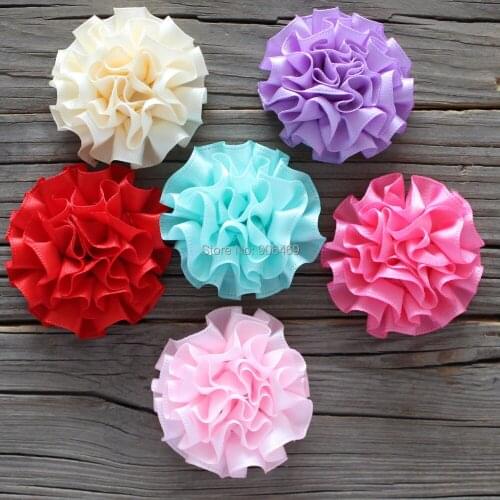 DIY 5cm Flower Ruffled ribbon Flower hair Flower Flat Back for kids 300pcs