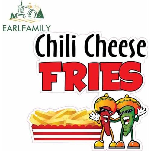 EARLFAMILY 13cm x 12.8cm for Chili Cheese Fries Concession Restaurant Food Oem Car Stickers Vinyl Trunk RV VAN 3D JDM Graphics