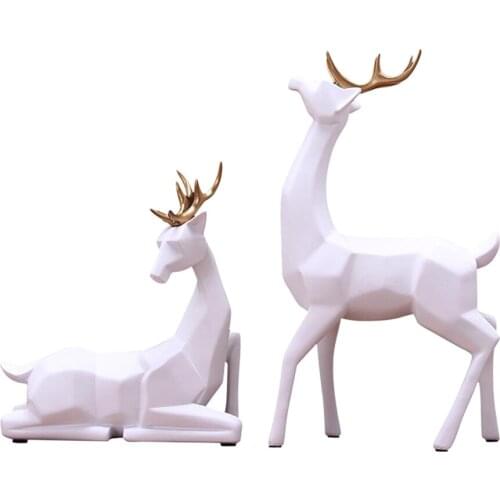 Reindeer Figurine Tabletop Animal Sculpture Modern Shopwindow Decor Ornament