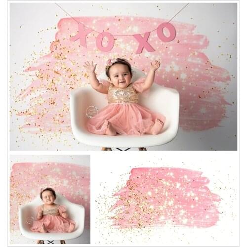Photography Backdrop Newborn Baby Birthday Party Cake Smash Photo Background Pink Bokeh Glitter Studio Portraits Photocall Props