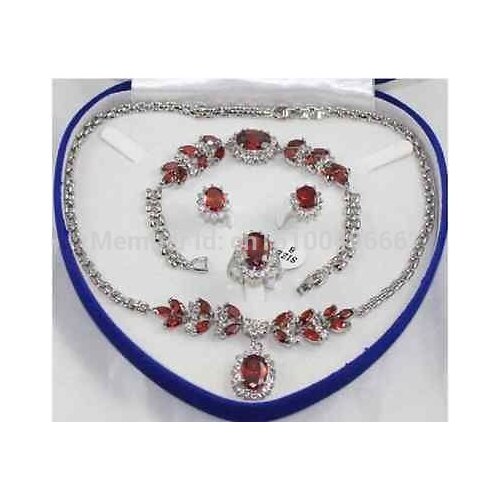 Hot sale FREE SHIP>>>noble natural red zircon plated jewelry