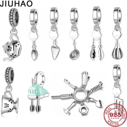 Hot sale Kitchen tools 925 Sterling Silver Kitchenware Charm Beads Accessories fits Original JIUHAO DIY Bracelets Jewelry 2021