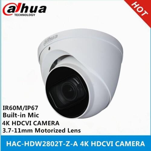 Dahua HAC-HDW2802T-Z-A 8MP built-in mic IR60M Starlight 3.7-11mm motorized zoom lens HDCVI Camera HD/SD switchable