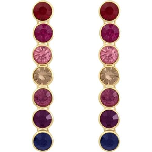 Pretty Gold Color Plating Colorful Stone Linked CaterpillarDrop Earrings For Women Party Decoration Jewelry Gift Gorgeous Access