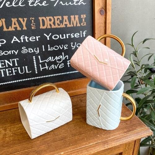 Creative handbag shape Mug Ceramics Coffee mugs Milk Tea Mugs Breakfast Cup Drinkware Novelty Gifts