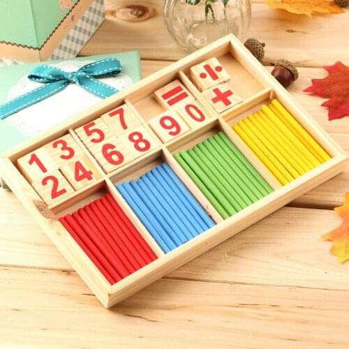 Math Manipulatives Wooden Counting Sticks Intelligence Montessori Math Wooden Color Calculation Education Enlightenment Toy
