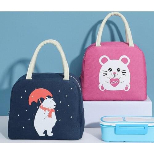 Cartoon Bear Lunch Bag For Kids School Children Outdoor Picnic Portable Insulated Cooler Bag Breakfast Food Container