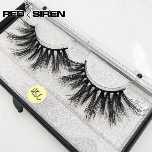 RED SIREN Mink Lashes Handmade 25MM Lashes Dramatic Long Volume Messy 3D Eyelashes Makeup Tool Mink Eyelashes 45C