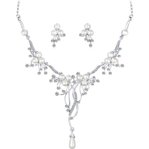 New Fashion Wedding Bridal Jewelry Sets Crystal Necklace Earrings Sets for Women