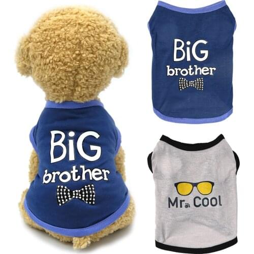 Big Brother Dog Clothes Pet Products Letter Print Puppy Clothing Small Dog Cat Vest Shirt Pet Dog Costume Summer T-shirts #WT