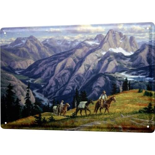 SINCE 2004 Tin Sign Metal Plate Decorative Sign Home Decor Plaques Western Cowboy Indian Decoration Cowboys Mountains Plate