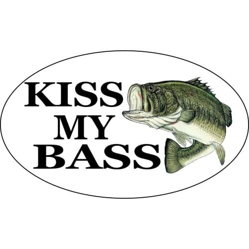 Kiss My Bass Fish Sticker Car Decal Fishing Bumper Sticker Fish Auto Decal for Truck Boat RV Real Life Rod Tackle Box,12cm*7cm