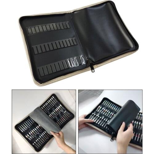 Portable 72 Slots Nail Drill Bits Holder Display Storage Box Dust Proof Storage Bag for Home Use or Nail Salon