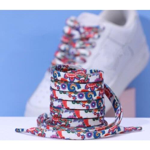 Cashew Flower Casual Sports Shoelaces 120/140 / 160cm Men Women Red Black Blue Hand Painted Basketball Shoe Laces 2021 New