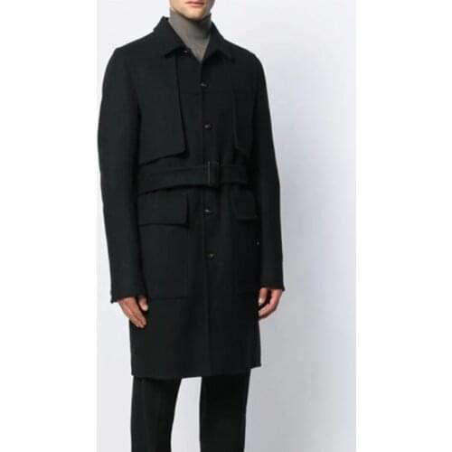 S-7XL!!Autumn and winter loose and false two wool coat fashionable mens woollen coat in the middle of the long thick windbreake