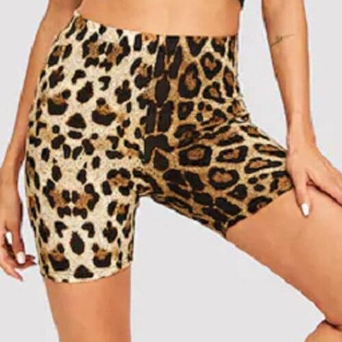 Fashion Leopard Print Women Shorts Casual Fitness Short For Lady Women High Waist Casual Biker Short Femme