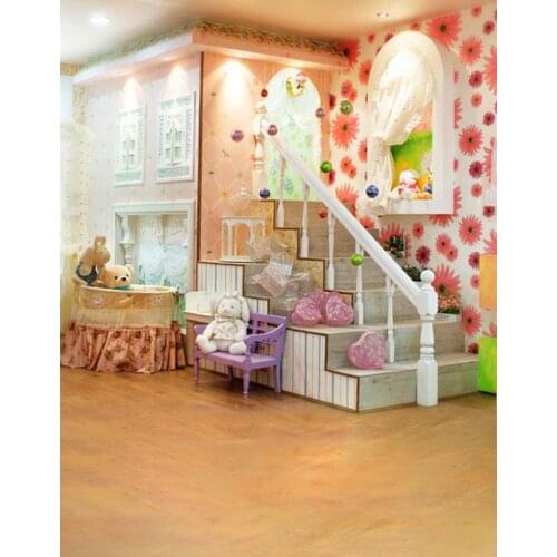 Stairs Cartoon Bears for Children Photography Backdrops Photo Props Studio Background 5x7ft