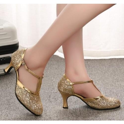 Fashion Golden womens shoes womens shallow Latin dance shoes high heels with womens wedding party shoes high heels sandals