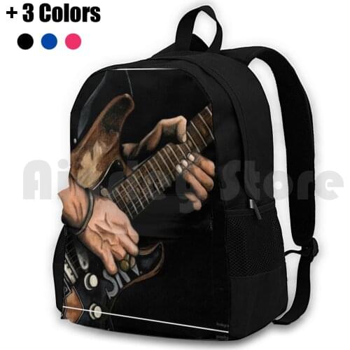 Stevie Ray Vaughn Outdoor Hiking Backpack Riding Climbing Sports Bag Srv Guitar Portrait Music Notes Guitarist Mens