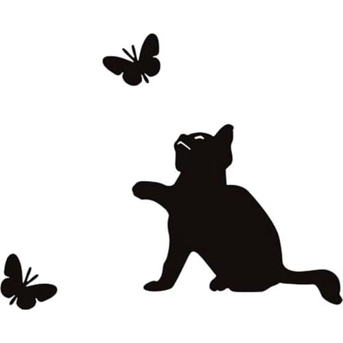 Cat Butterfly Printed PVC Waterproof Self-adhesive Removable Wall Stickers Switch Decals Kids Bedroom Living Room Decoration