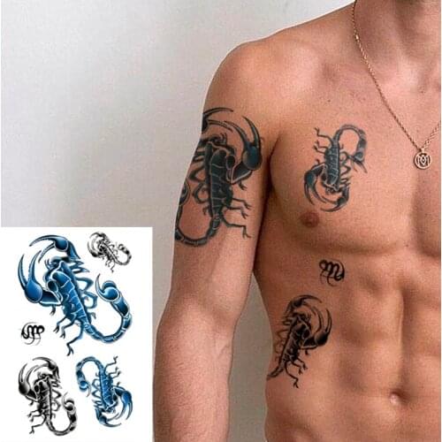 Waterproof Temporary Scorpion Wolf Lion Body Art Arm Shoulder Chest Skull Wing Tattoo Sticker Women/Men Hot Sale 14.8*21 Cm