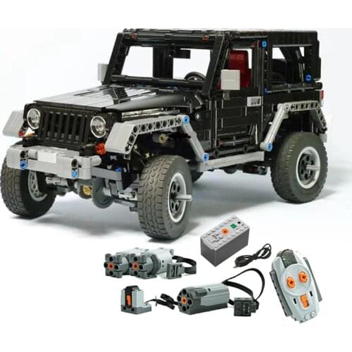 High-tech series RC Off-Road Jeep Wrangler Black Car Compatible with MOC 8863 Building Blocks set Educational birthdays gifts