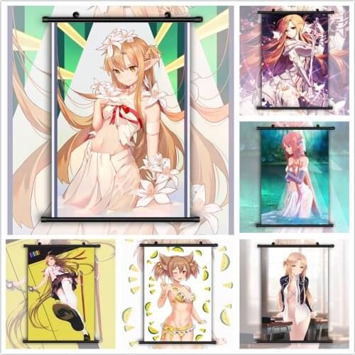 WTQ Sword Art Online Asuna Silica Anime Retro Poster Canvas Painting Anime Posters Wall Decor Poster Wall Art Picture Home Decor