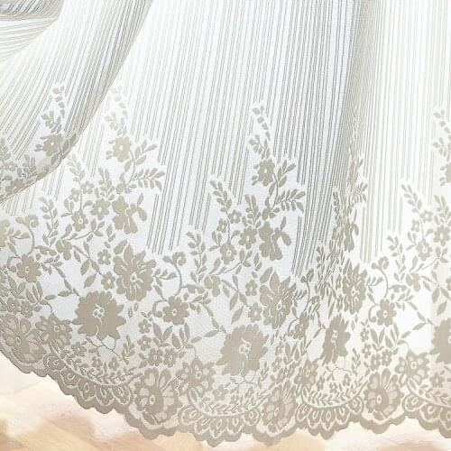 White Flower Embroidered Voile Curtain For Bedroom Living Room Sheer Window Drapes Lace Tulle