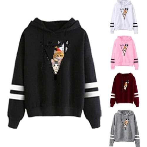 Women Fleece Hoodie Sweatshirts Autumn Winter Fashion Print Cotton Hooded Jacket Female Oversized Streetwear Tops Jumper