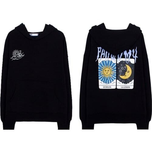 Goth Womens sweatshirts oversized tops clothes loose dark black Long sleeve Sun streetwear hoodies grunge pull femme y2k hoodie