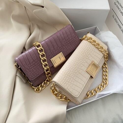 Womans Shoulder Bags Fashion Vintage Bags Crocodile Pattern Chain Crossbody Bag Luxury Handbags Designer Female Bags Purse