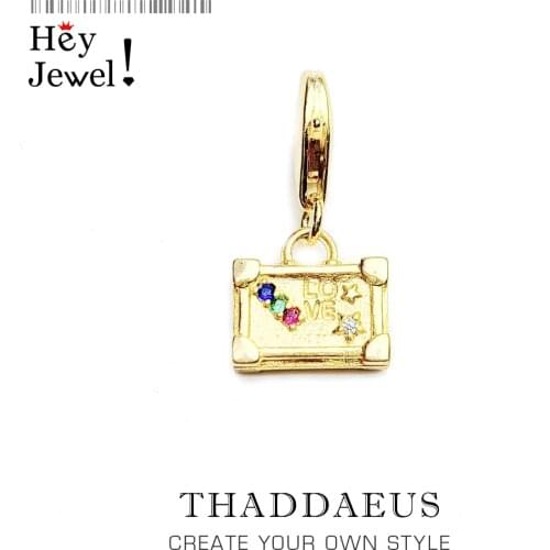 Charm Vintage Suitcase 2021 Spring New Fine Gift Jewelry For Women Men Genuine 925 Sterling Silver Fit Bracelets & Necklace