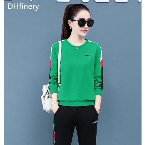 2020 tracksuit women spring autumn Long sleeve t-shirt and pants two piece set black red white blue casual two piece set bs0962