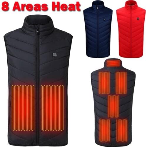 8 Areas Heated Jacket Men Electric Heating Vest Thermal Warm Clothes Outdoor Fishing Hiking Hunting Vest Winter Usb Heated Vest