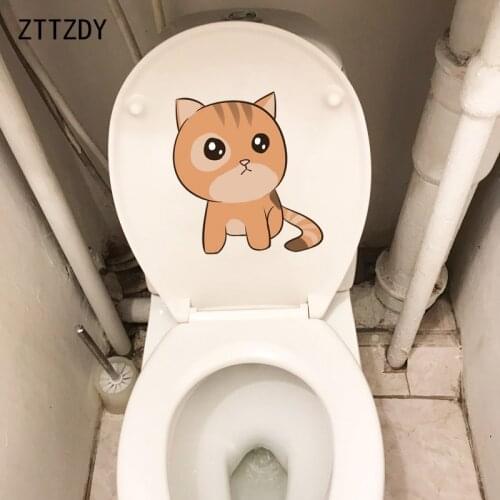 ZTTZDY 22.5*24.6CM Lovely Cat Kids Bedroom Home Decor Toilet Decal Wall Sticker T3-0200