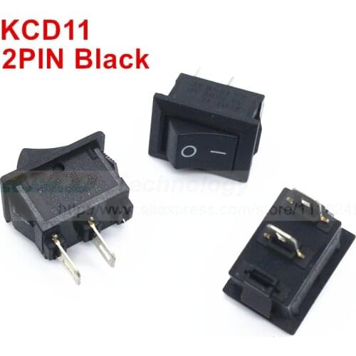 10pcs/lot Delicate Rocker Switch KCD11 10 * 15 mm AC 250V 3A 2 Pin Black ON/OFF I/O SPST Snap in Mini Boat,Free shipping