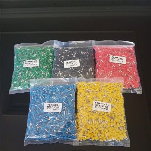 100pcs/Pack E0508 E7508 E1008 E1508 E2508 Insulated Ferrules Terminal Block Cord End Wire Connector Electrical Crimp Terminator