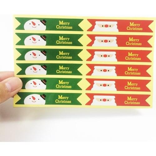 120pcs/lot Vintage Merry Christmas series Flag design DIY Multifunction Long Seal Sticker Gift Sticker Gift Label