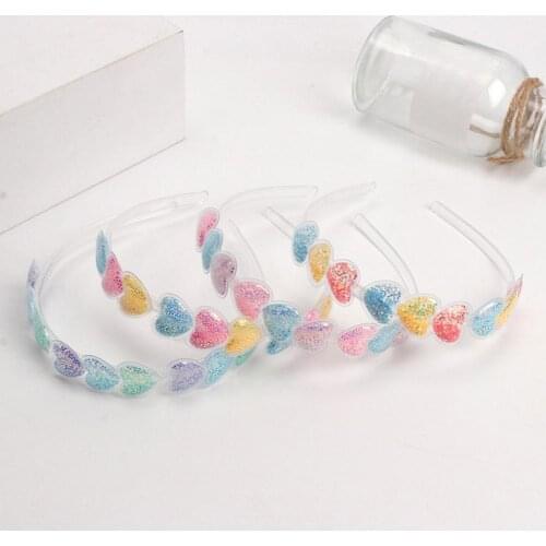 2021 Lovely Hair Clasp with Teeth Sequin Skin-friendly Transparent Heart-shaped Hair Hoops Girls Hair Accessories for Going Out