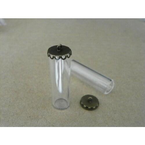 40x12mm Diy one side open tube shap glass globe findings bronze flower ring base glass globe jewelry pendant