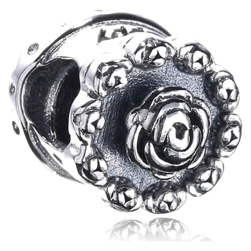 Ajax Real 925 Sterling Silver Rose Flower Beads Charms For Bracelets Chain Women Gift Bijoux Luxe Jewelry Accessories Abalorios