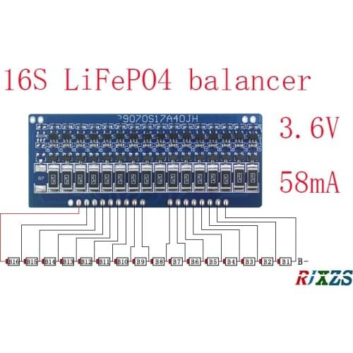 16S 3.6V LiFePo4 balance board , balance voltage 3.6V, current 58 mA